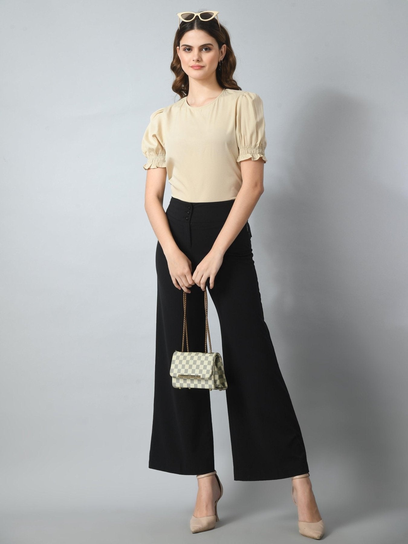 Women's Half Puff Sleeve Casual Top - SMERA MART