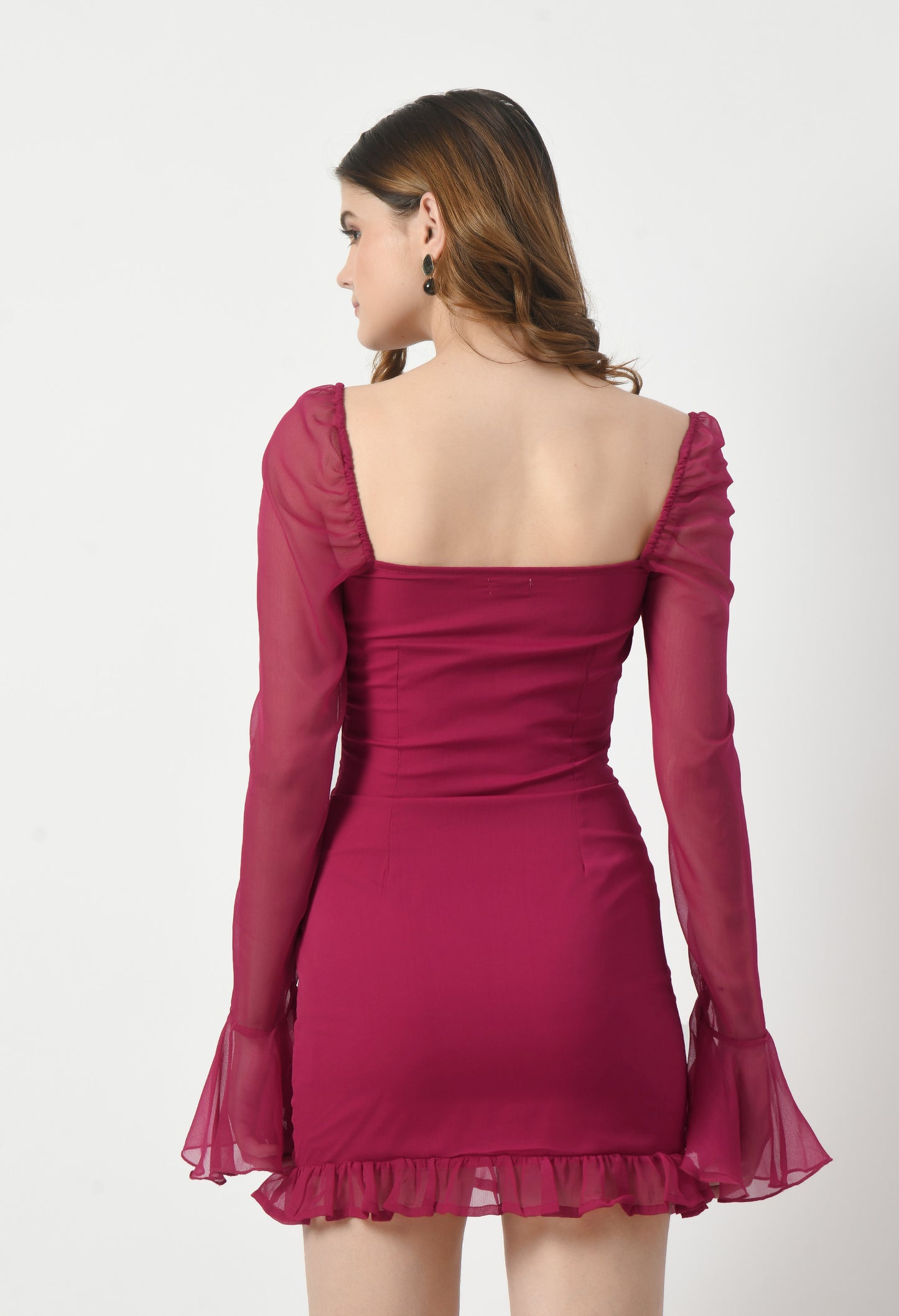 Drawstring Square Neck Mini Bodycon Dress