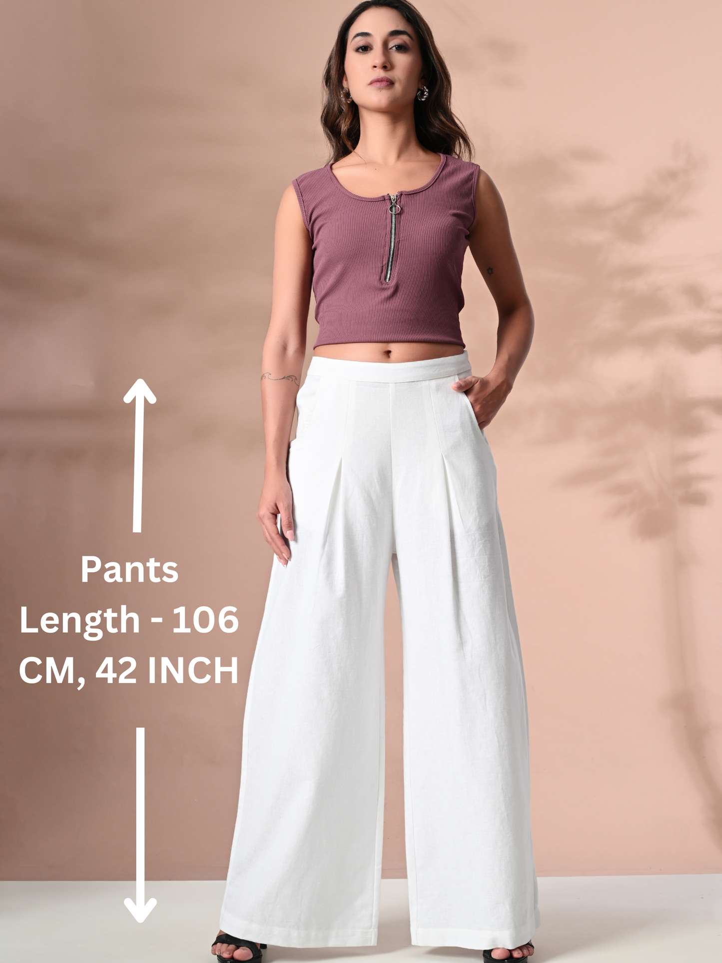 Women's Cotton Wide Leg Trouser Pants - White