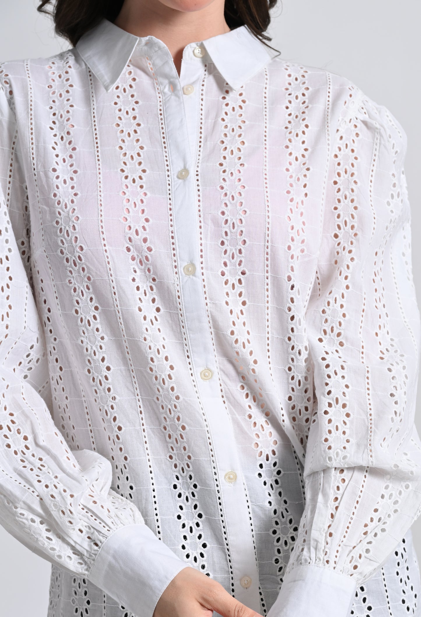 Women's White Cotton Full Sleeve Shirt