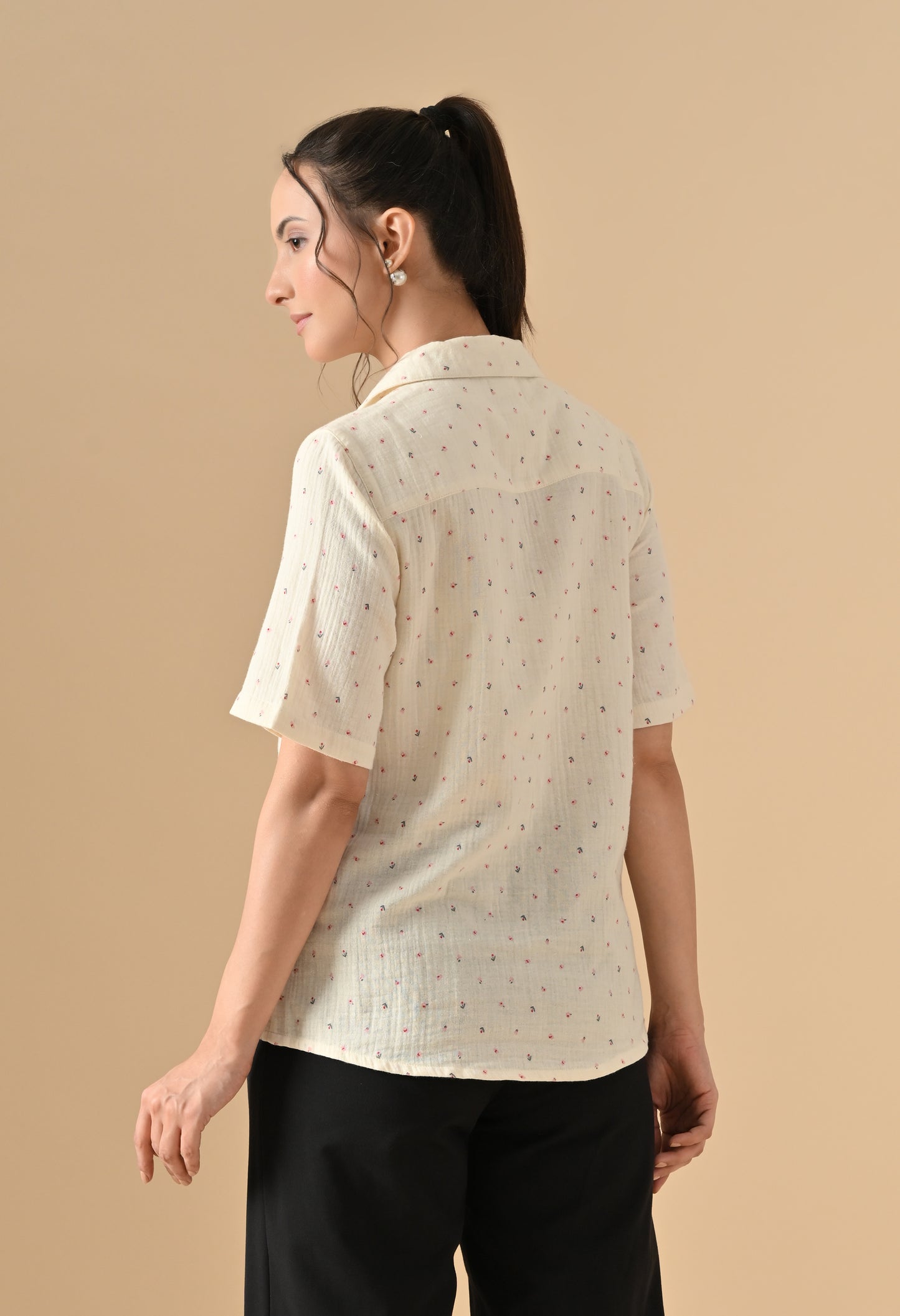 Womens Cotton Half Sleeve Loose Casual shirt