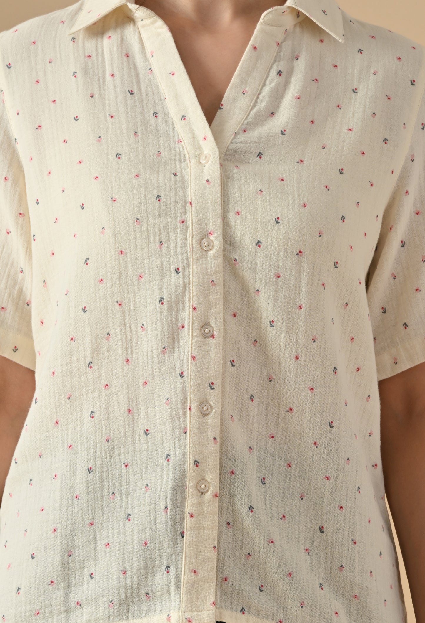 Womens Cotton Half Sleeve Loose Casual shirt