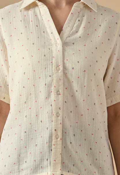 Womens Cotton Half Sleeve Loose Casual shirt