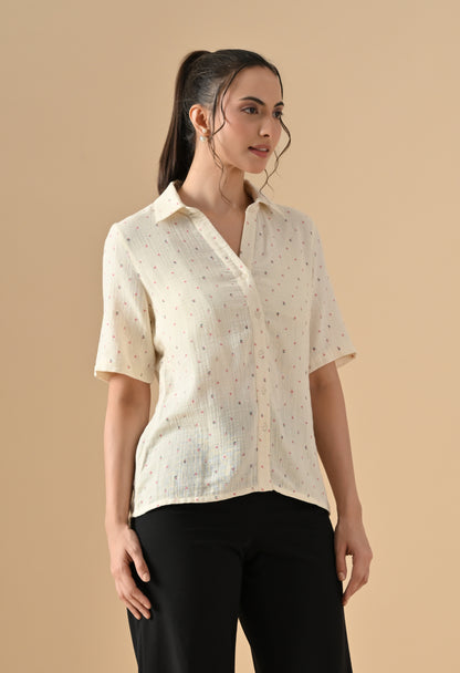 Womens Cotton Half Sleeve Loose Casual shirt