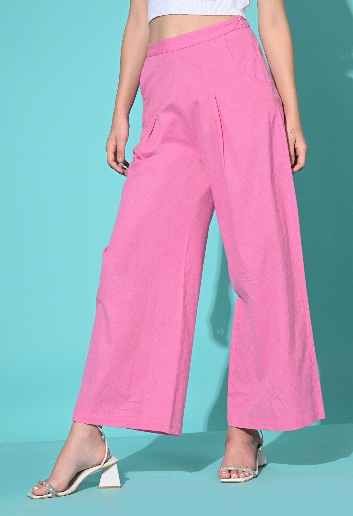 Cotton Wide Leg Trouser Pant for Women - SMERA MART