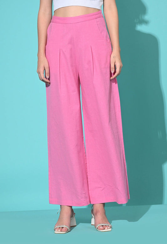 Cotton Wide Leg Trouser Pant for Women - SMERA MART