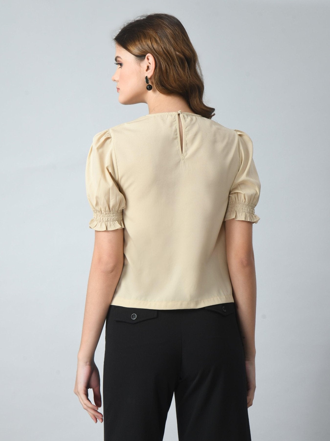 Women's Half Puff Sleeve Casual Top - SMERA MART