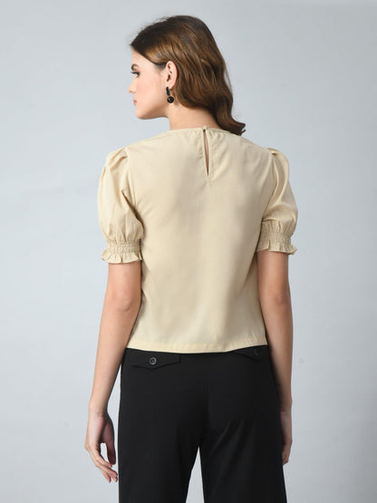Women's Half Puff Sleeve Casual Top - SMERA MART