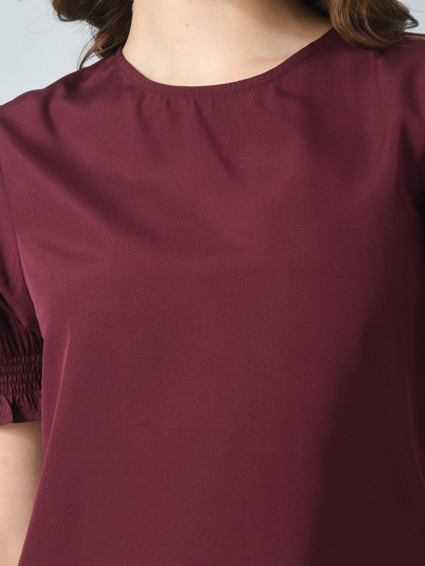 Women's Half Puff Sleeve Casual Top - SMERA MART